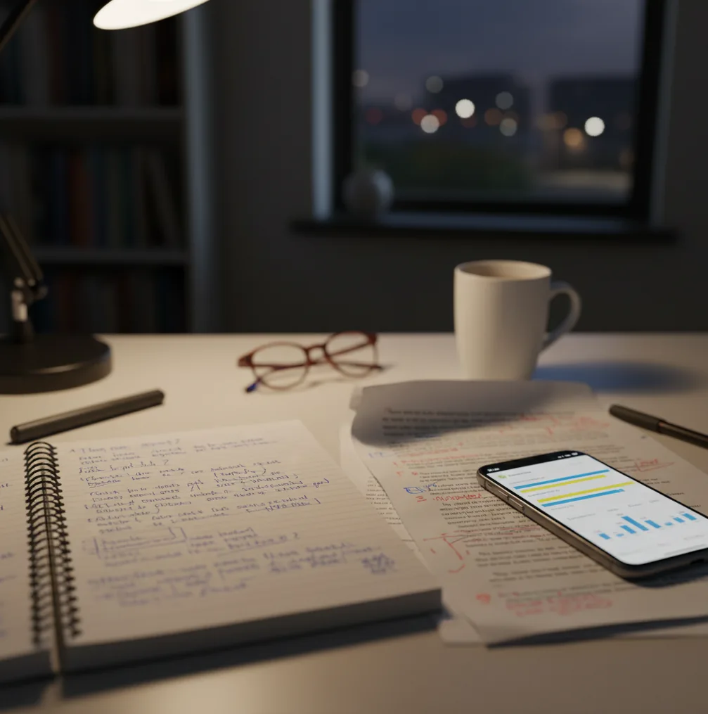 Student reviewing a draft with highlighted sentences and confidence scores on a phone