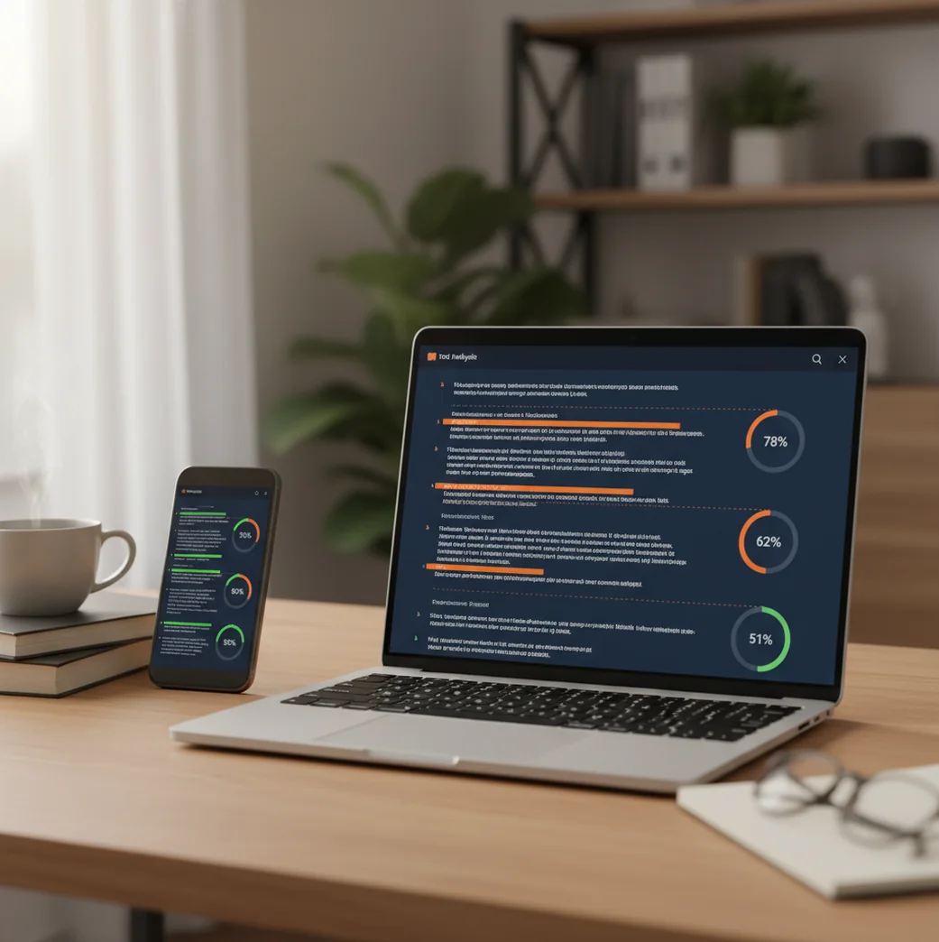 Two AI detection dashboards side by side with highlighted sentences and confidence percentages