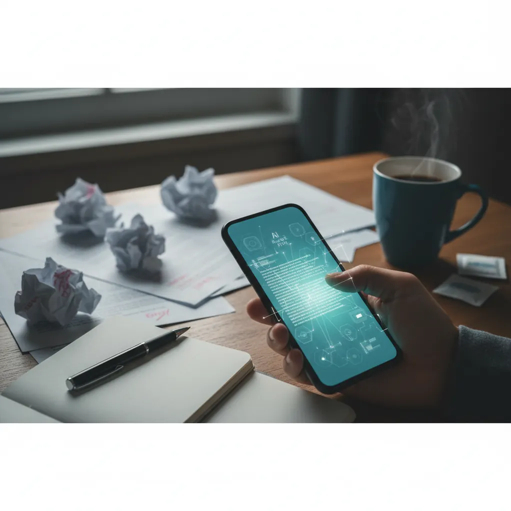 Phone screen showing a rewritten paragraph with sentence-by-sentence AI confidence highlights