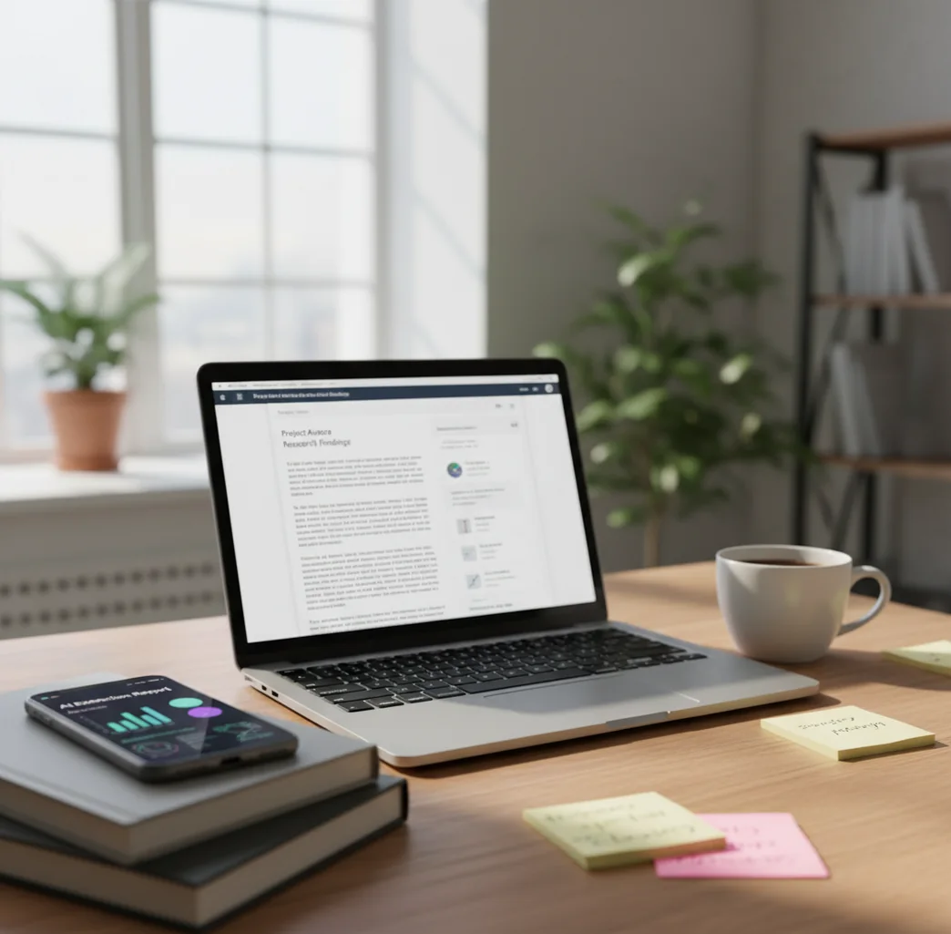 Phone and laptop showing an AI-detection report with highlighted sentences and confidence percentages