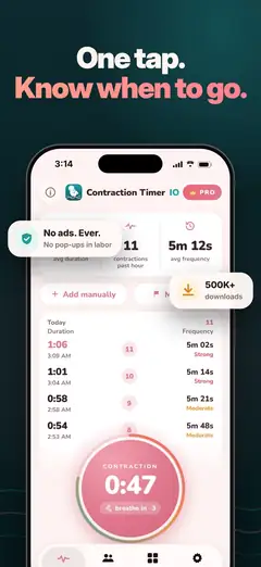 Contraction Timer IO screenshot from the App Store listing
