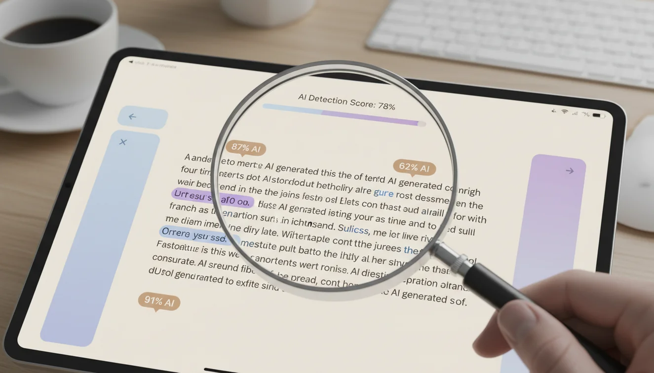 AI detection analysis showing detailed breakdown of content validation results