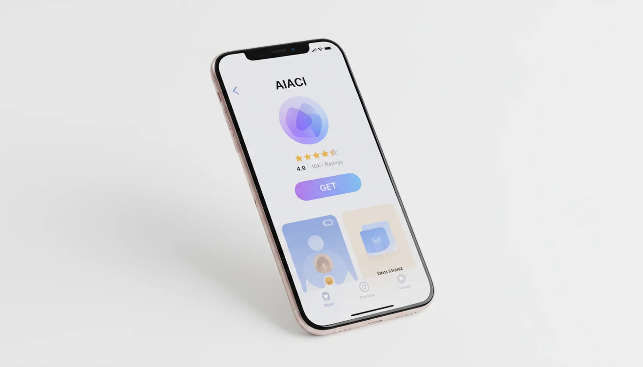 Download AI chat app for iOS showing AIACI app on iPhone