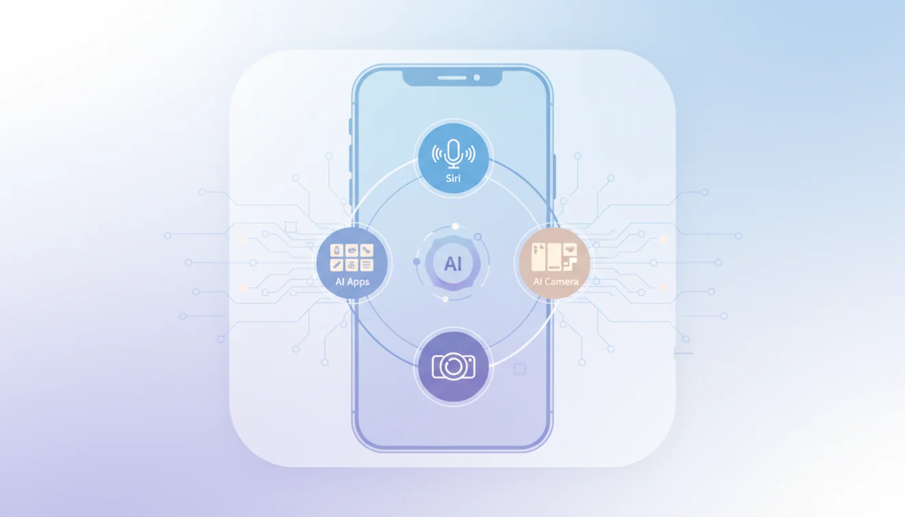iPhone AI tools ecosystem showing built-in Apple features and third-party apps