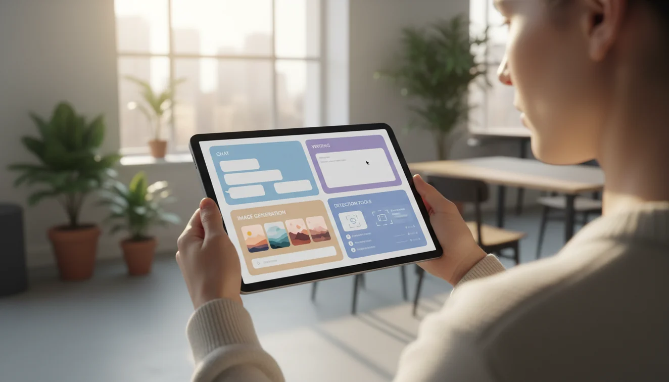 AIACI agent dashboard showing specialized tool access and workflow options