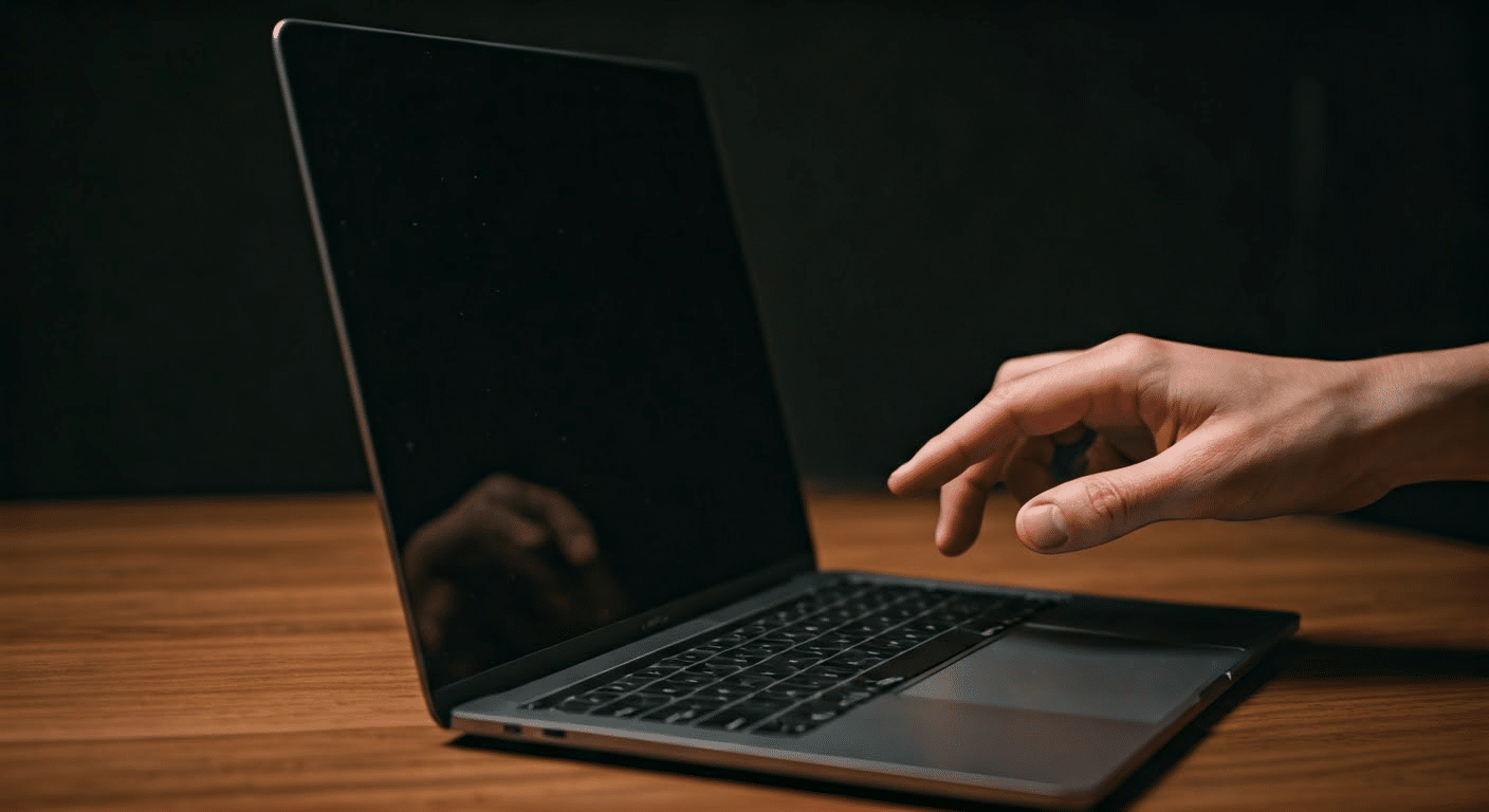 Close-up of hands using Google Lens on laptop