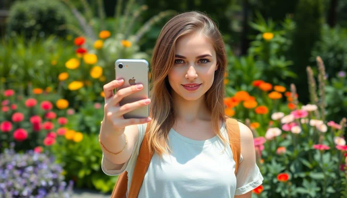 a women using a photo identifier app