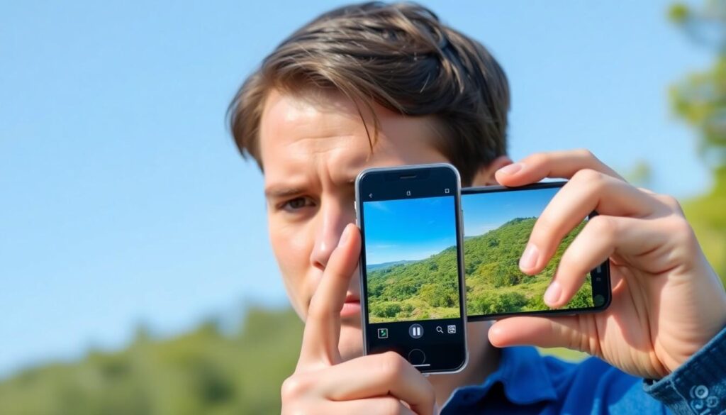 a man using a iPhone picture identifier tool